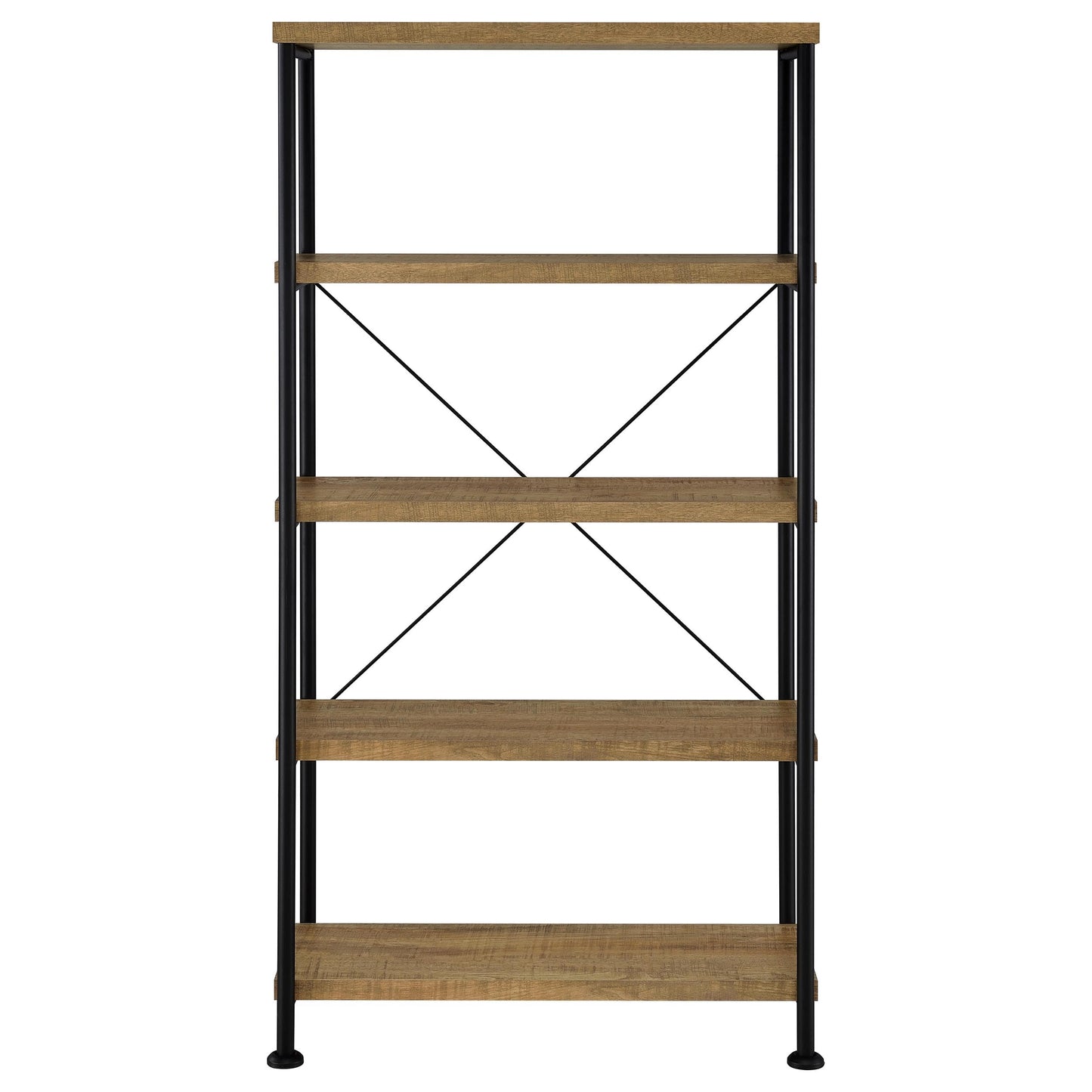 Coaster Home Furnishings - Analiese - Wood and Metal - 4-Tier Bookshelf with Open Shelves, X-Back Bracing, and Rectangular Frame - Home Office - 63-Inch - Mango - 802003