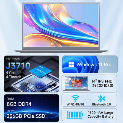BLUEING Laptop Computer, 8GB RAM 256GB SSD Laptop, Pentium Quad-Core Processor(Up to 2.64GHz), 14-Inch 1080P FHD IPS, Wi-Fi 5, BT5.0, Win 11, Laptops for Students, Lightweight