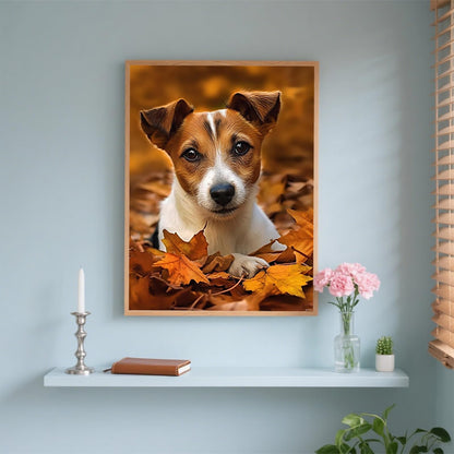 QAZWSX Dog Jack Russell Terrier, Puppy Animal Diamond Art Kits for Adults, DIY 5D Diamond Art Painting Kits for Beginners Round Drill for Home Decor 12x16 inch