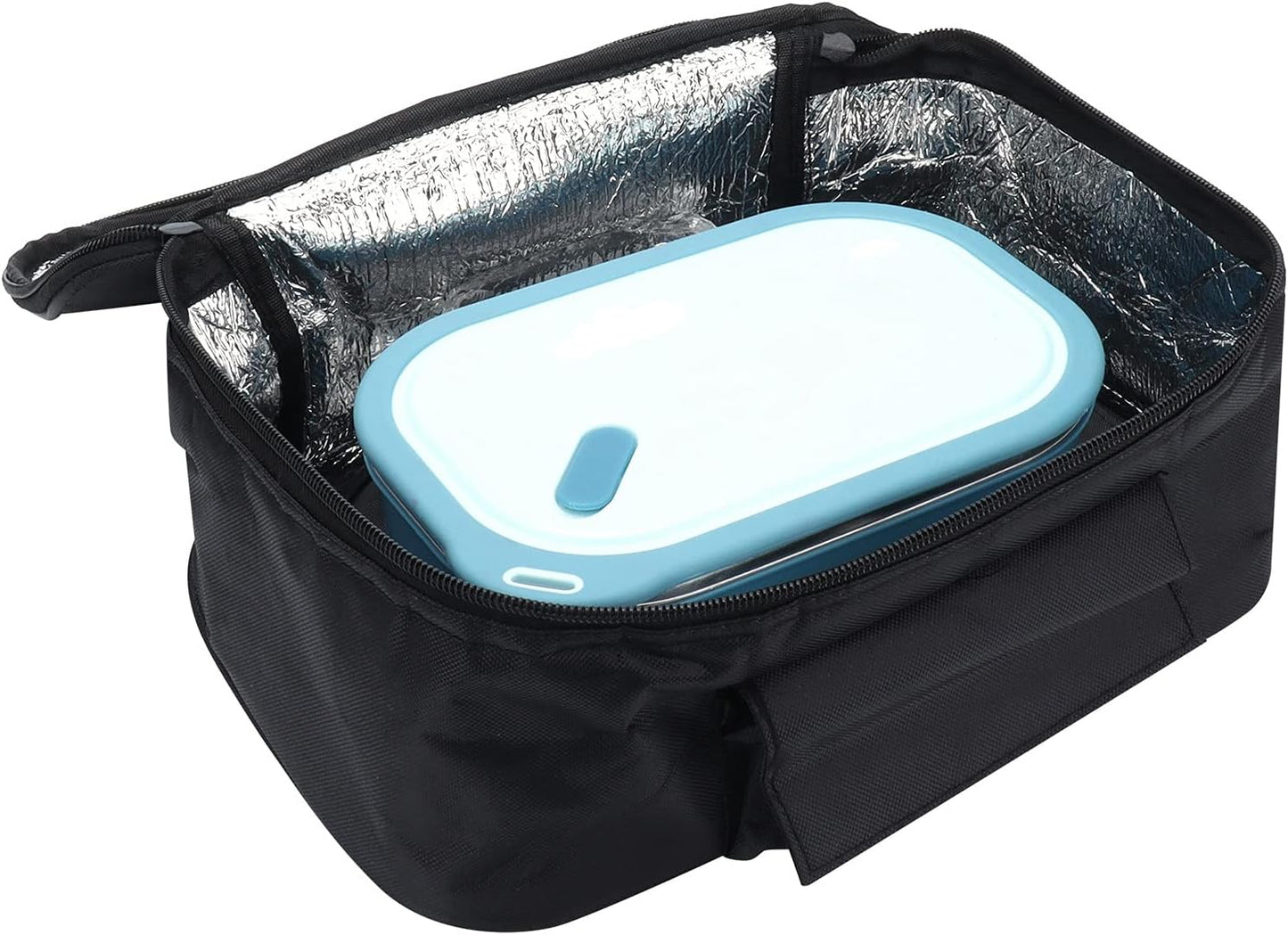 KIMISS Portable Mini Car Microwave 12V Electric Oven, Fast Heating Picnic Box for Travel & Camping, Black