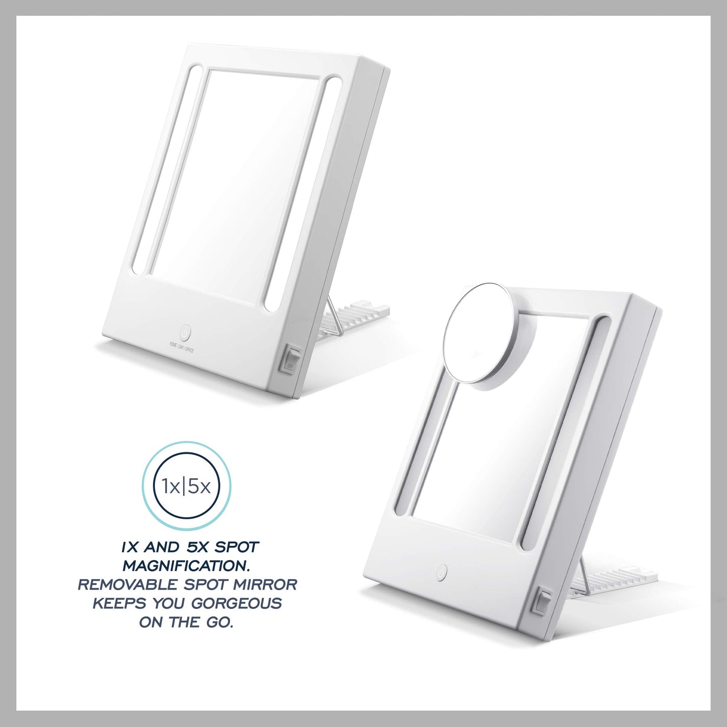 Conair Lighted Makeup Mirror, LED Vanity Mirror, 1X/5X Magnifying Mirror, Corded in Glossy White