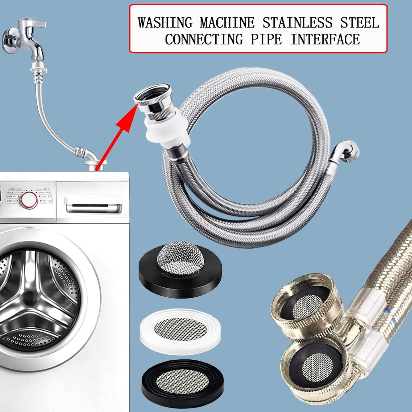 ZDBB 58 PCS Shower Head Garden Hose Screen Filter - Stainless Steel Water Filter Hose Washer Kit for Plumbing