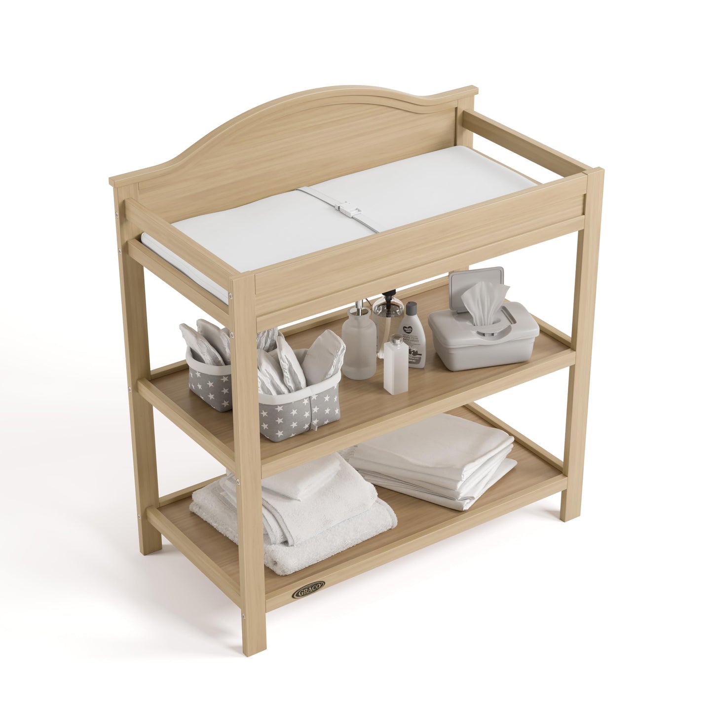 Graco Story Changing Table with Water-Resistant Pad – GREENGUARD Gold Certified Baby Changing Station with Safety Strap, 2 Open Shelves, and a Nursery Must-Have Design (Espresso)