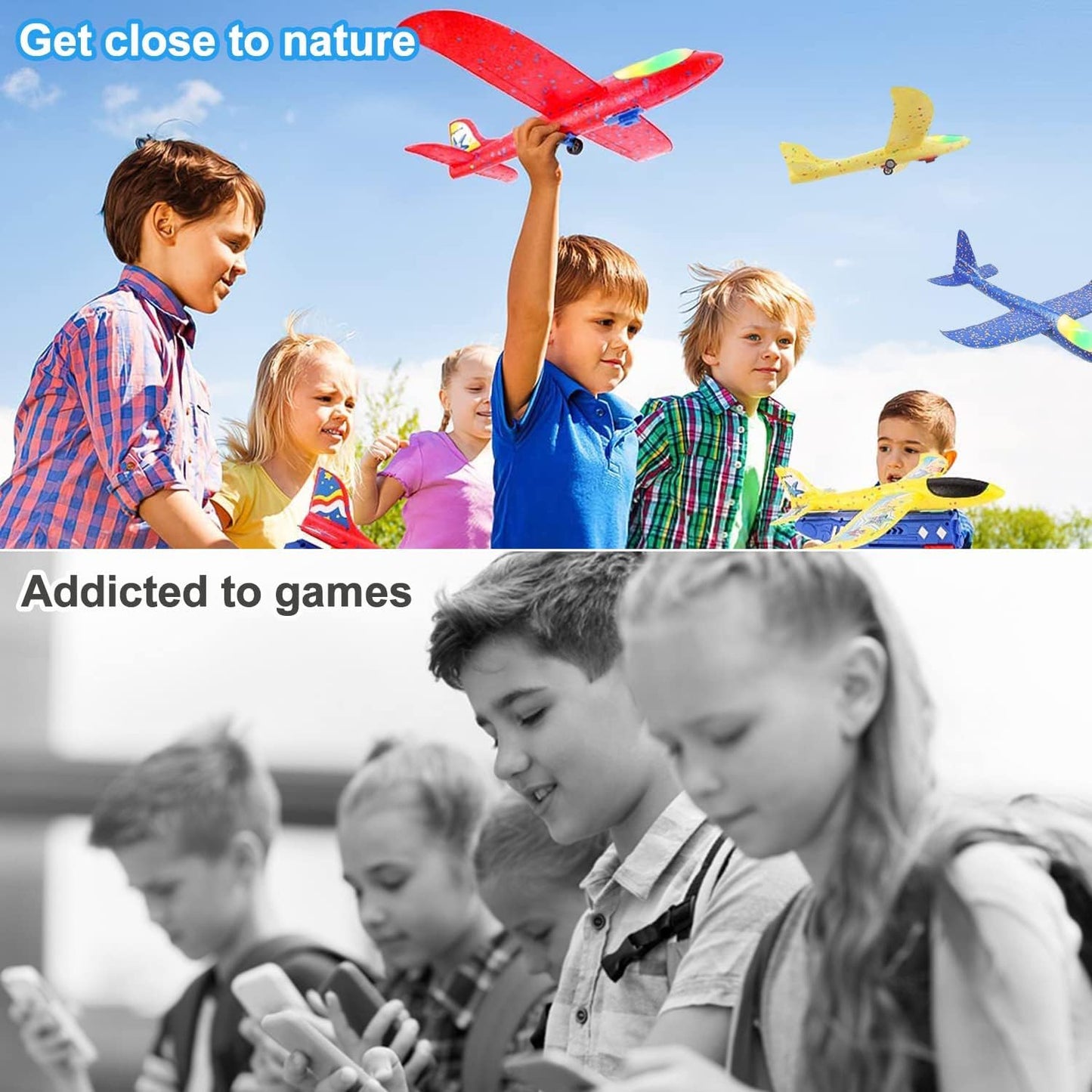BAREEK 3 Pack Airplane Launcher Toy for Kids 13" Led Foam Glider Catapult Plane Kids Outdoor Toy 2 Flight Mode Foam Led Airplanes Outdoor Flying Toy 3 4 5 6 7 8 9 10 11 12 Old Boys Girls Birthday Gift