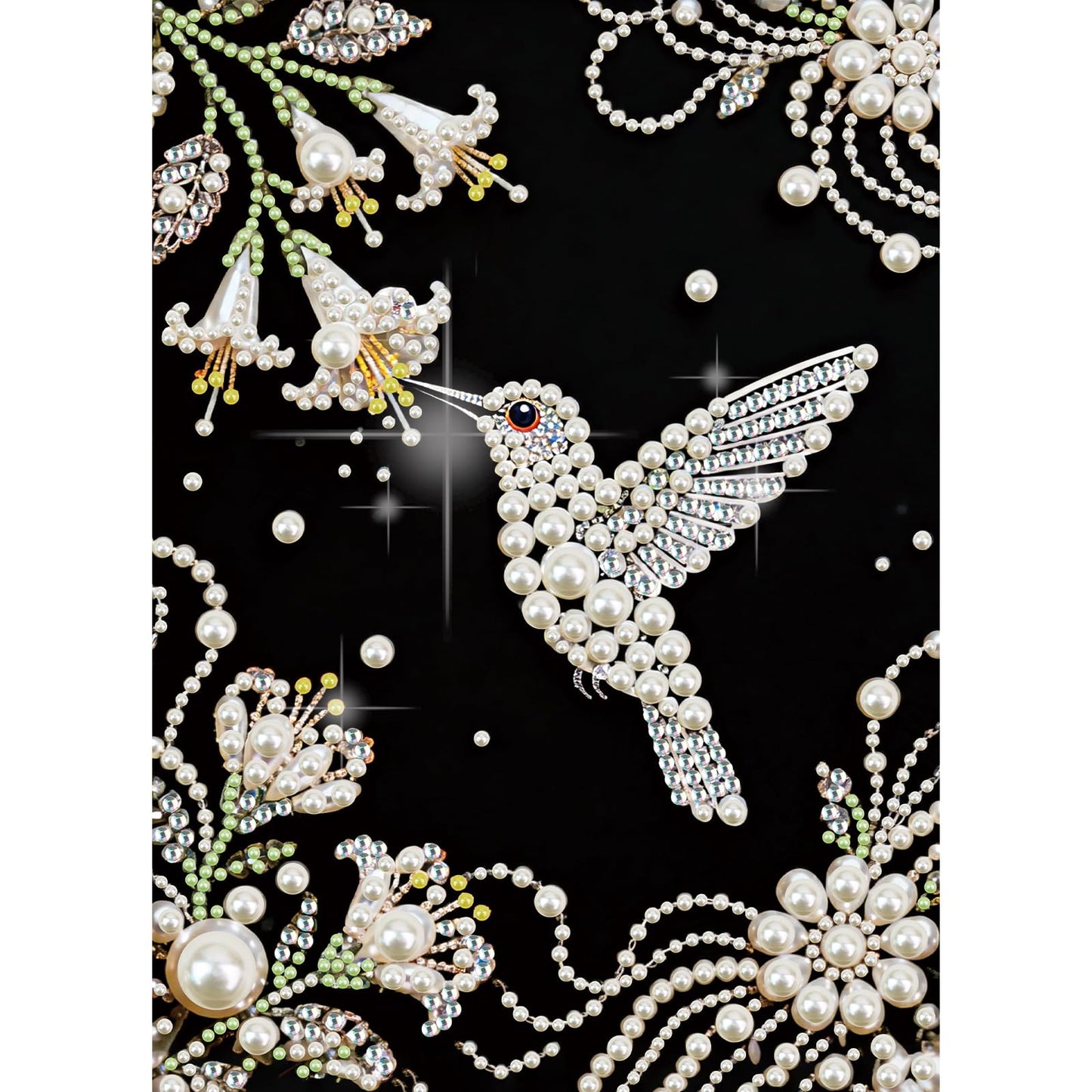 WSLWXSHM Pearl Diamond Painting Kits for Adults Hummingbird, 5D Special Shape Diamond Art Kits for Beginners, Crystal Rhinestones Diamond Painting for Home Wall Decoration Gift 12×16inch, Bird