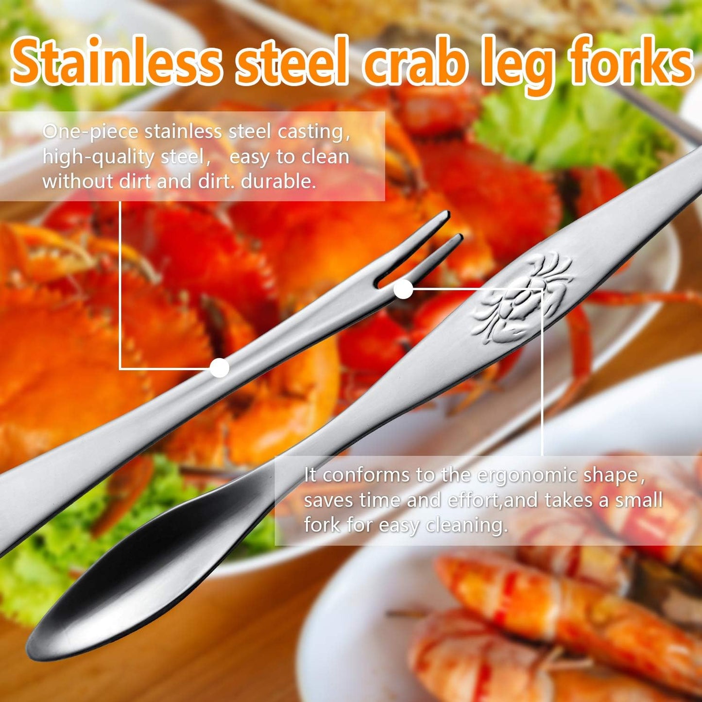 13 Set 4 4 4 1 Pieces Crab Leg Crackers Including Nut Crackers, Lobster Shell Forks, Stainless Steel Forks and Portable