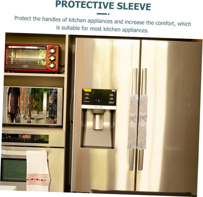 6pcs Refrigerator Handle Gloves, Lace Gloves Door Handle Covers for Appliances, Kitchen Appliance Cover, Beige Fabric