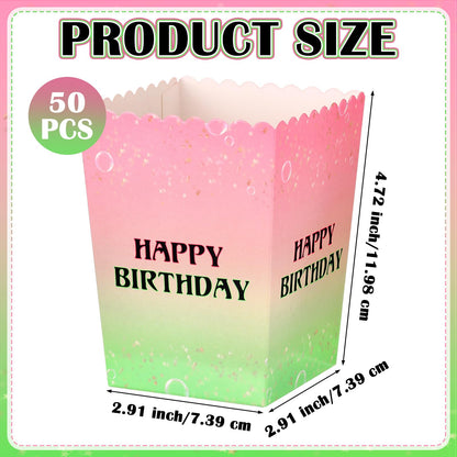Zhehao 50 Pcs Pink and Green Popcorn Boxes Witch Popcorn Cup Paper Holder Pink and Green Party Favor for Happy Birthday Party Favor Halloween Supplies Decorations