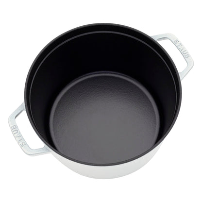 Staub Cast Iron 7-qt Round Cocotte - White Truffle