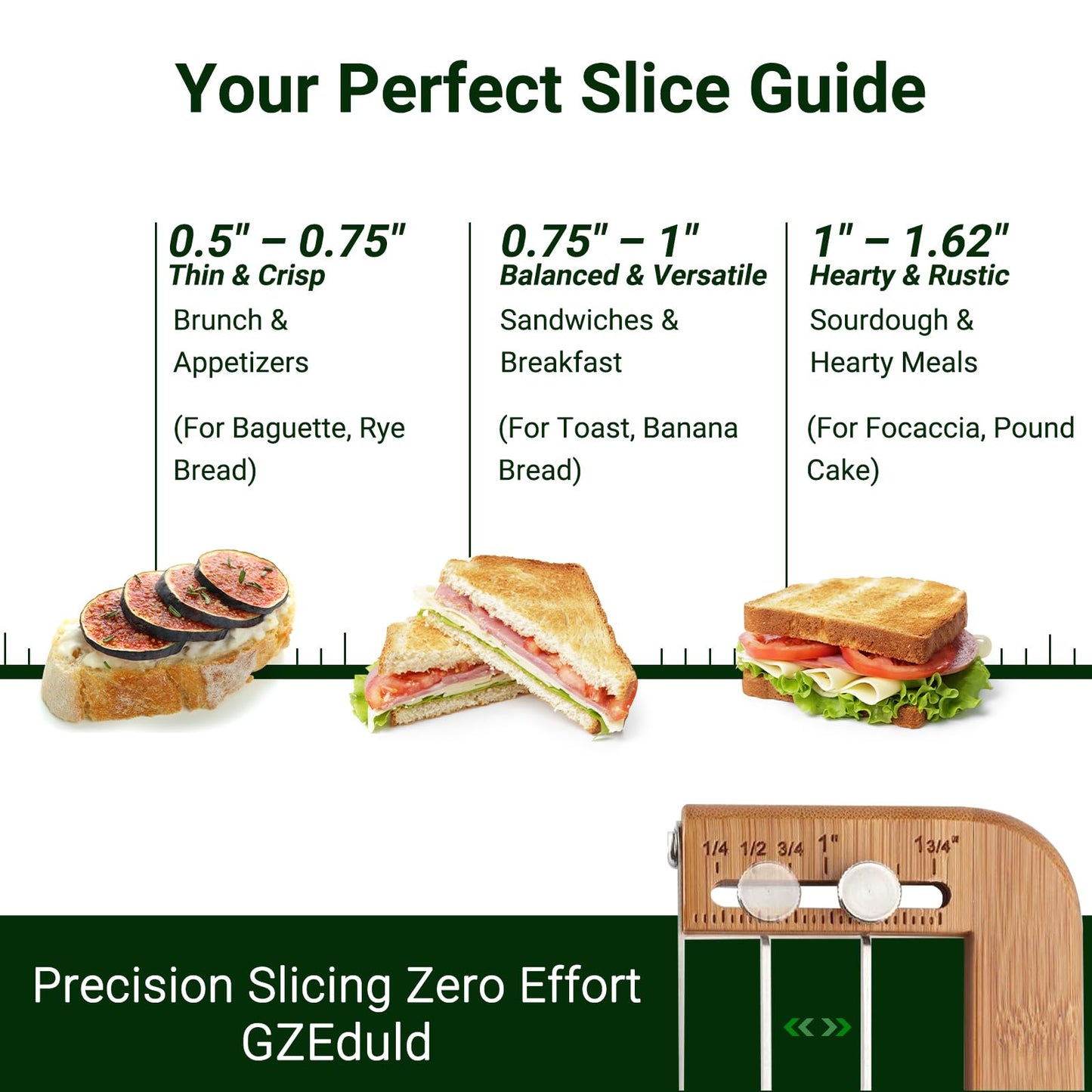 GZEduld Adjustable Bread Slicer, Bread Knife for Homemade Bread, Manual Slicer Cutter Sharp Serrated Stainless Steel Blade Sourdough Tools for Baguettes, Bagels & Loaves, Ideal Gift for Bakers