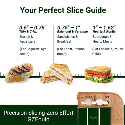 GZEduld Adjustable Bread Slicer, Bread Knife for Homemade Bread, Manual Slicer Cutter Sharp Serrated Stainless Steel Blade Sourdough Tools for Baguettes, Bagels & Loaves, Ideal Gift for Bakers