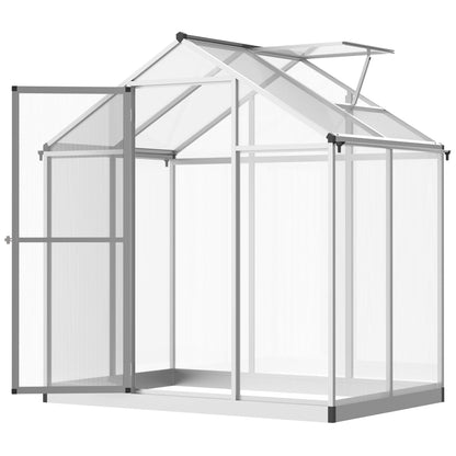 Outsunny 4' x 6' Greenhouse for Outdoors, Polycarbonate Greenhouse with Rain Gutter and Roof Vent, Aluminum Walk-in Green Houses for Outside Patio Backyard Garden