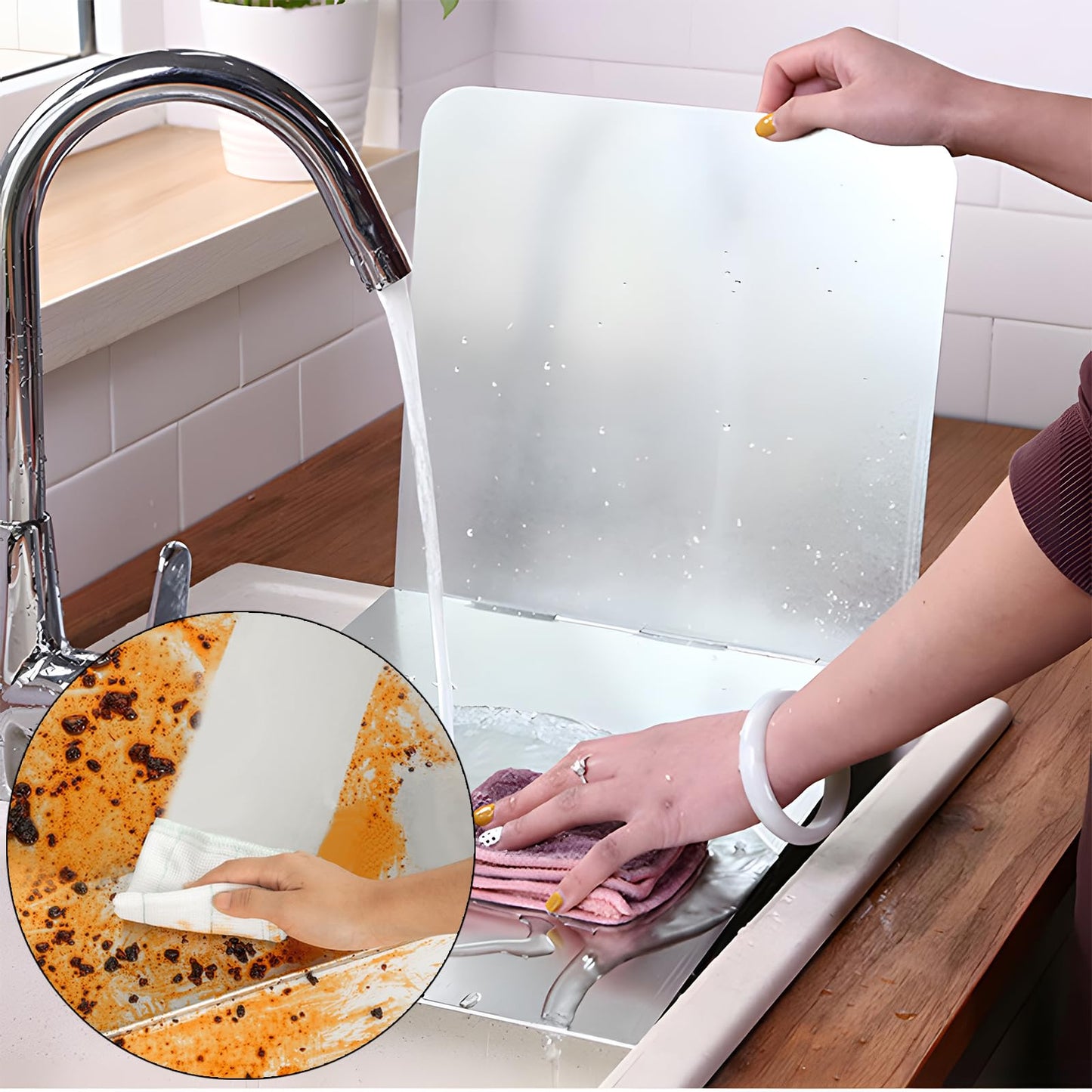 Foldable Stove Splatter Guard Grease Shield Nonstick Oil Stove Splash Guard Cooking Splatter Screen Kitchen Backsplash Protector For Stove Top Wall Gas Range Frying Pan Camping… (Height 40cm)
