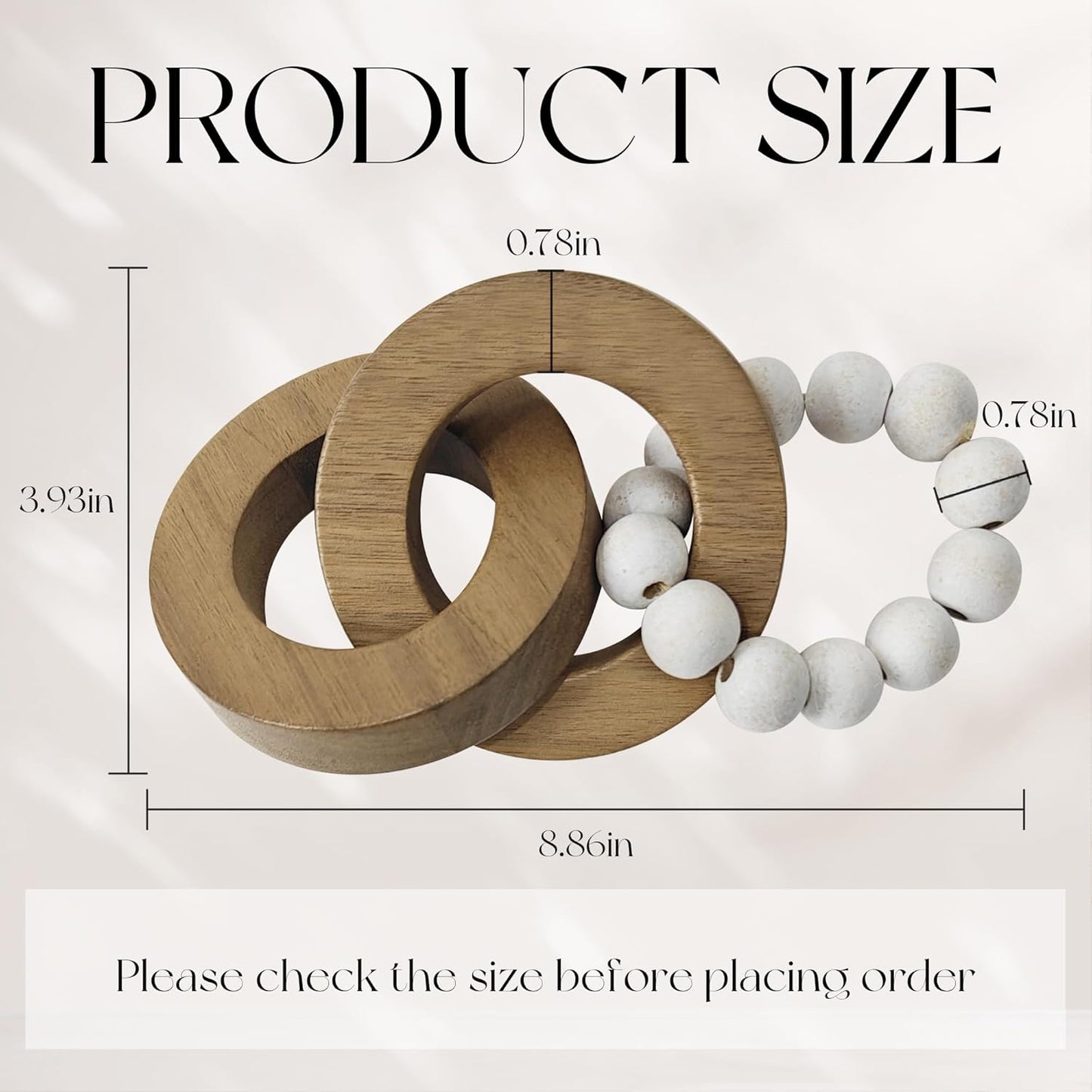 2pcs Oakrain Wood Chain Link Decor, Minimalist Home Dcor Accents, Natural Boho Farmhouse Rustic Handmade Wood Knot