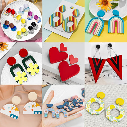 Snoghmil Polymer Clay Earring Making Kit with Gift Box, Including 32pcs Polymer Clay Cutters, 24pcs Oven Bake Clay, 30 Set Earring Rings&Hooks, Jewelry Making Kit for Teen Girls