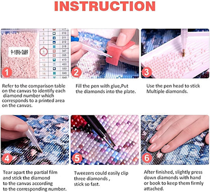 VeGuude Diamond Art Kits for Adults - 6 Pack Pink Diamond Painting for Beginners, Diamond Dots Round 5D Full Drill Paint with Diamonds Pictures Gem Art Painting Kits DIY Crafts Kits 10 x 11.8inch