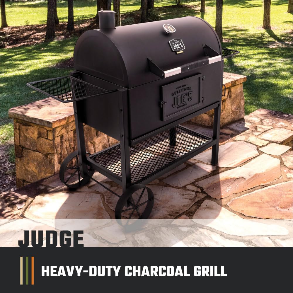 Oklahoma Joe's Judge Charcoal Grill and Smoker with 540 sq in Cooking Area in Black