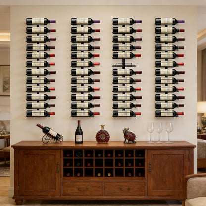 Msrorriw Modern Wall Mounted Wine Rack, Black Metal 24-Bottle Storage Display, Vertical Space Saving Design for Home Bar, Kitchen, Restaurant, Wine Cellar