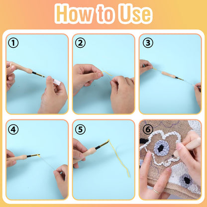 35 Pcs Punch Needle Kit, Punch Needle Tool Adjustable Punch Needle Embroidery Kits Include Wooden Handle Embroidery Pen Set, Big Eye Needles, Punch Needle Cloth - Valentines Gifts for Adults Beginne