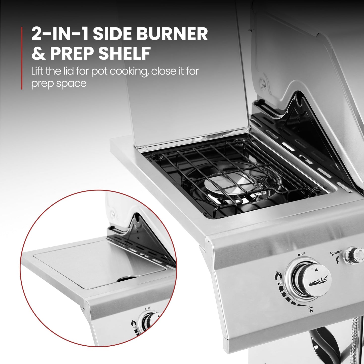 Royal Gourmet GA6402S 6-Burner Propane Gas Grill with Side Burner and Warming Rack, 74,000 BTUs, Cabinet Style Outdoor BBQ Grill for Barbecue Grilling & Backyard Cooking, Silver