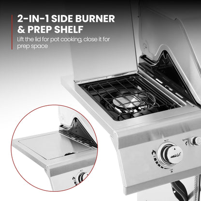 Royal Gourmet GA6402S 6-Burner Propane Gas Grill with Side Burner and Warming Rack, 74,000 BTUs, Cabinet Style Outdoor BBQ Grill for Barbecue Grilling & Backyard Cooking, Silver