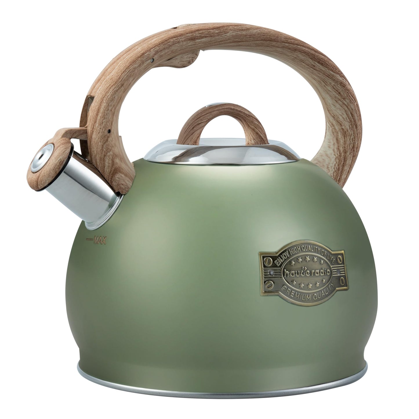 Tea Kettle Stovetop, 2.7 Quart Stove Top Whistling Tea Kettle, Teapot Kettles with Food Grade Stainless Steel and Wood Pattern Handle, Suitable for All Heat Sources