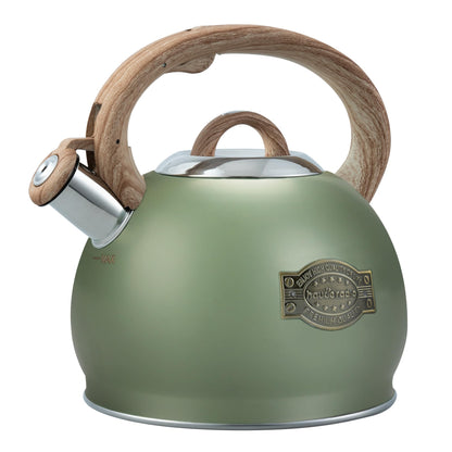 Tea Kettle Stovetop, 2.7 Quart Stove Top Whistling Tea Kettle, Teapot Kettles with Food Grade Stainless Steel and Wood Pattern Handle, Suitable for All Heat Sources