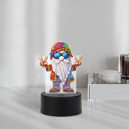 JISHSHAY Diamond Painting Night Light Diamond Art Table Lamp Gem Art LED Lights Gem Painting Desk Lamp Mosaic Kits for Adults DIY Kits for Adults Paint by Numbers with Special Drills Gnome