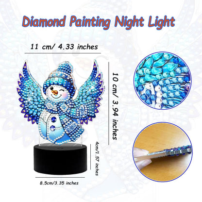 JBTM24 Diamond Art Night Light, Diamond Painting Desktop Ornaments for Adults, Gem Art Touch Lamp for Living Room Bedrooms, Desktop Bedside Luminous Ornaments Decorate (Snowman)