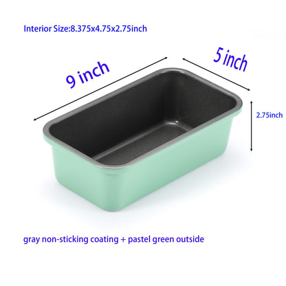 Monfish Bread Loaf Pans for Home Baking, 2pcs Carbon Steel 1lb loaf Tin, Rosemary Green 9x5 inch Non-Stick bread Pan Mold