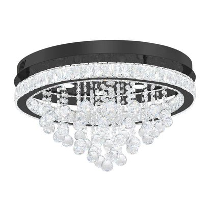 Shial Lighting Dia 24" Modern Crystal Chandeliers for Dining Room,Black Raindrop Chandelier Flush Mount Chandeliers for Living Room Bedrooms Dining Room Dimmable 2700k 4500k 6000k