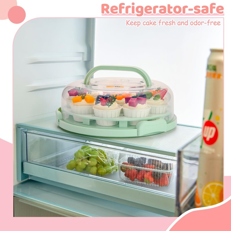 Ohuhu Cheesecake Container, Cake Pie Carrier BPA-Free up to 10'' Cake - Cupcake Containers with Lid and 2 Handles 4-in-1 Multipurpose Cake Keeper Holder Platter for Pie Devil Eggs Perfect Gifts
