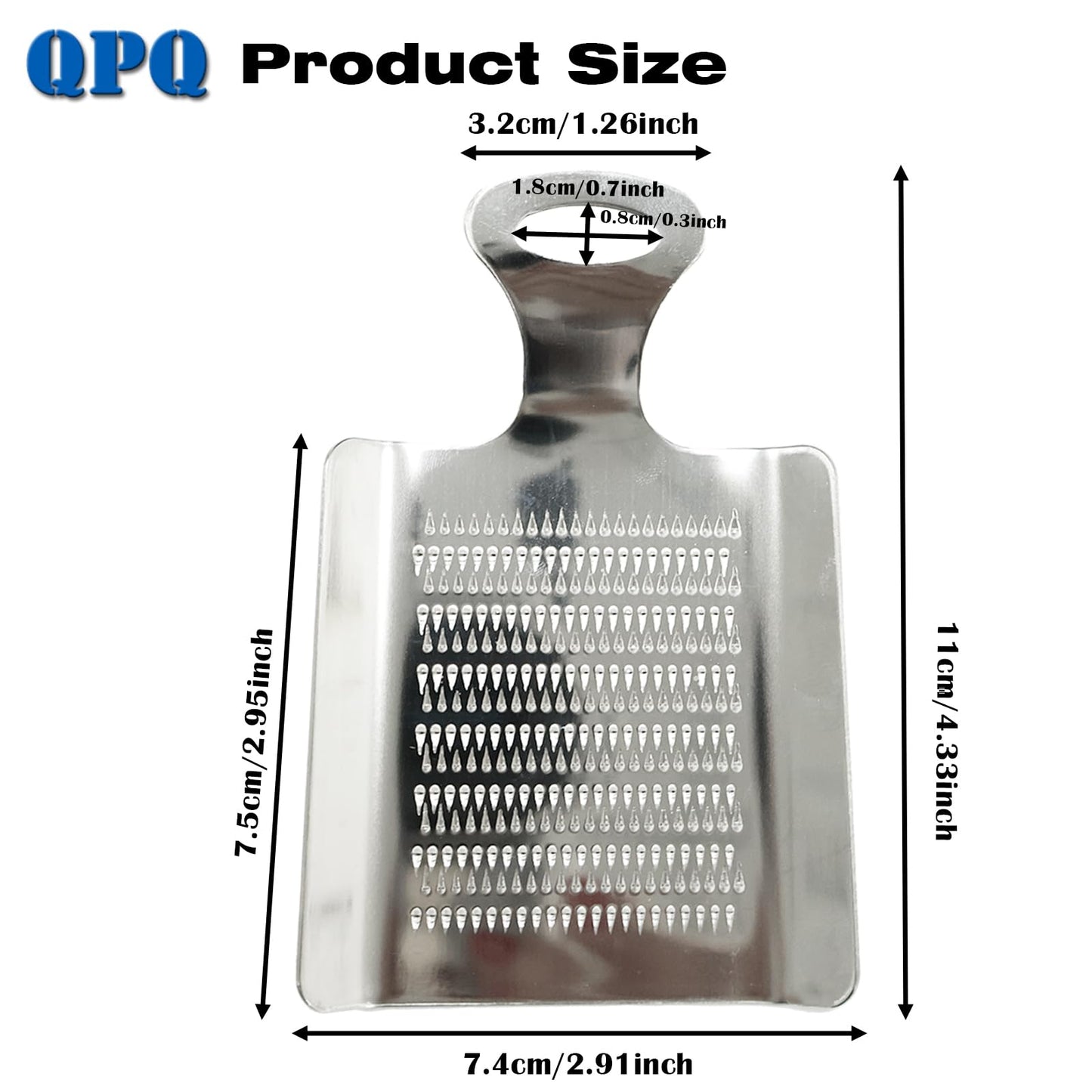 4.3" x 3"Inch Stainless Steel Nutmeg Chocolate Ginger Peeler, Mini Kitchen Grater, Food Grade Spice, Garlic, Wasabi Grater for Baking Cooking Seasoning
