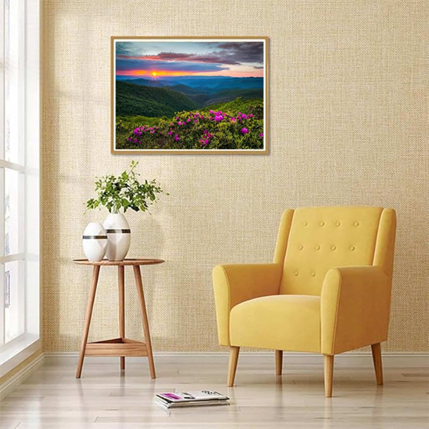 Diamond Painting Landscape North Carolin Blue Ridge Parkway Spring Flowers Scenic Landscape South of Ashevs Scenery Seasonal for Adult Painting Kits Diamond Art Perfect for Home Wall Decor 12x16 Inch