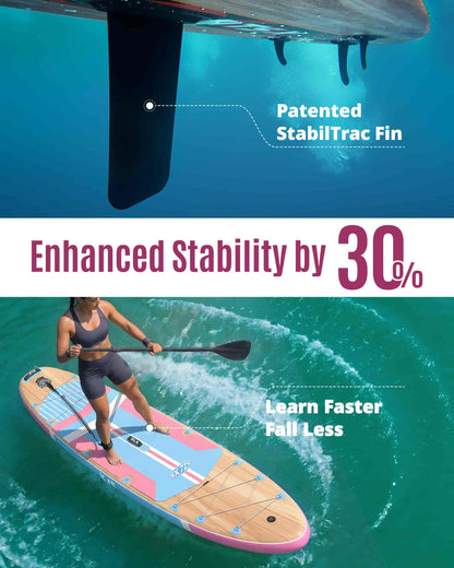 ZLX 11'6"x35" Ultra Wide Inflatable Stand Up Paddle Board | Stable Non-Slip Deck Pad, Unique Fin System, Premium SUP Accessories & Backpack - Upgraded Pump for Adults, All Skill Levels