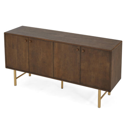 Christopher Knight Home Dodie Wooden Sideboard Cabinet, Large Sideboard Buffet Cabinet, Living Room Accent Storage Cabinet with Adjustable Shelves,Kitchen Cabinet Organizer for Coffee Bar,Walnut Brown