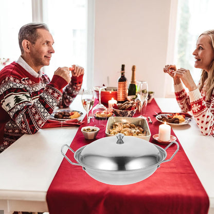 Hemoton 1 Set Stainless Steel Pot with Lid, Stockpot, Wok, Frying Pan, Kitchen Supply Dish