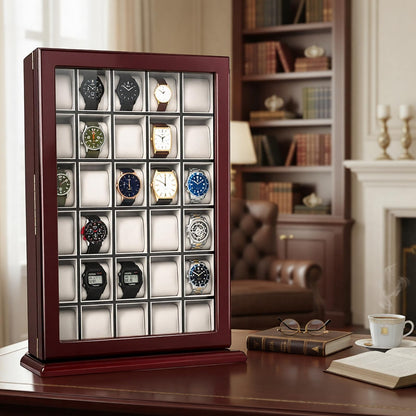 30 Piece Watch Display Case Watch Cabinets Cases Wall Mounted Shadow Box UV Protection Display Boxes with Acrylic Transparent Door Holder for Oversized Watches Collector Memorabilia Gift