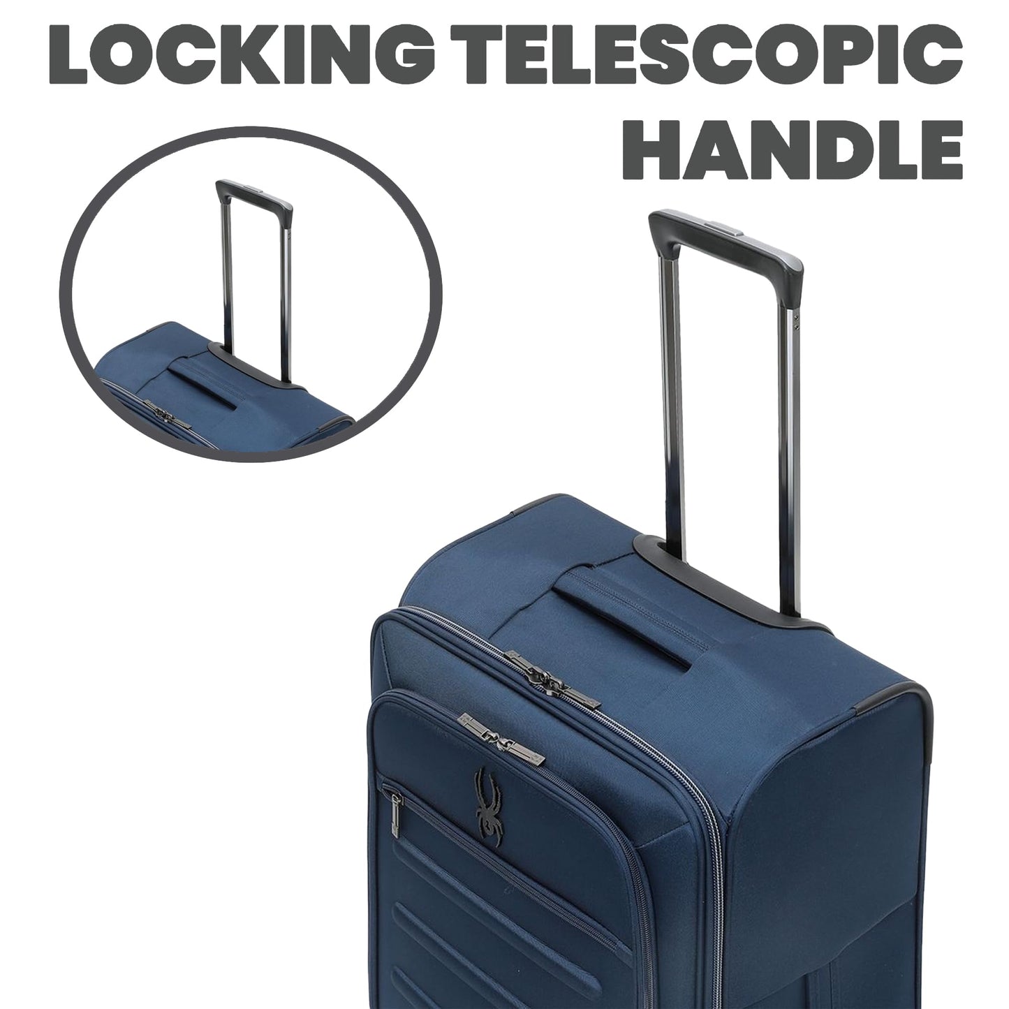 Spyder Pivot Expandable Softside Spinner Checked Luggage with 360° Spinner Wheels (True Navy, 3-Piece Set)
