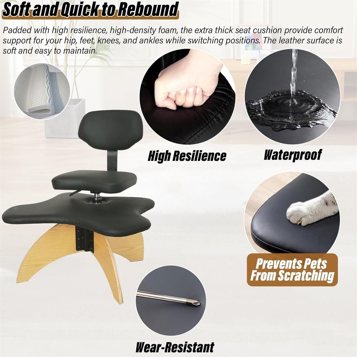 Meditation Chair,Cross Legged Chair, Knee Support Chair to Relieve Back Pain & Improve Posture/Ergonomic Meditation Chair for Computer Workers Yoga Lovers Meditation Fanatics(Brown)