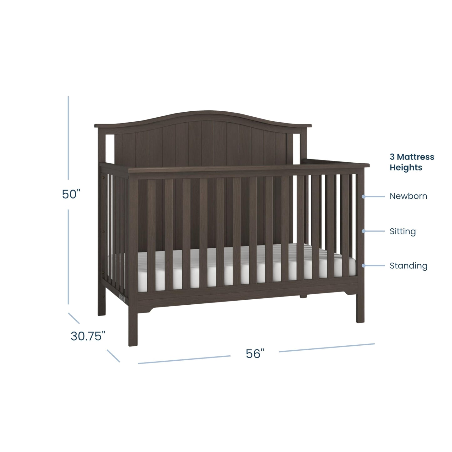 Child Craft Hampton Arch 4-in-1 Convertible Crib, Baby Crib Converts to Day Bed, Toddler Bed and Full Size Bed, 3 Adjustable Mattress Positions, Non-Toxic, Baby Safe Finish (Dapper Gray)