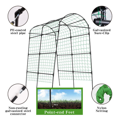 Yotoworth Garden Arch Arbor Trellis for Climbing Plants Outdoor, 7.8 ft Extra Tall Cucumber Trellis Raised Bed Climbing Vine Plant Support, Grape Vegetable Tomato Pumpkin Peas Bean, Black