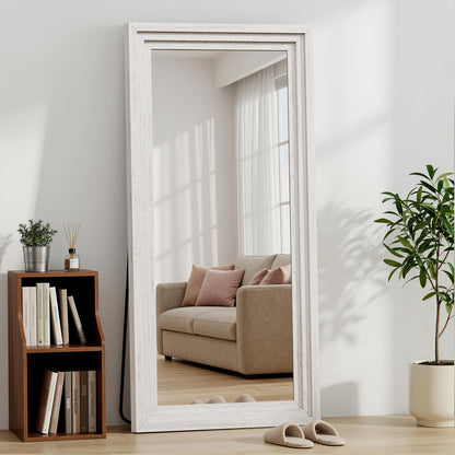 WISSMIELS Full Length Mirror 71"x30", Large Solid Wood Frame Floor Mirror, Leaning Floor Mirror, Stable Frame, Shatterproof Glass, Modern Classic Style for Bedroom, Living Room, Entryway