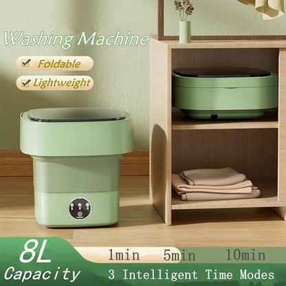 Mini Portable Washing Machine, Foldable for Apartments, Camping, Travel, 8L High Capacity with 3 Modes for Deep
