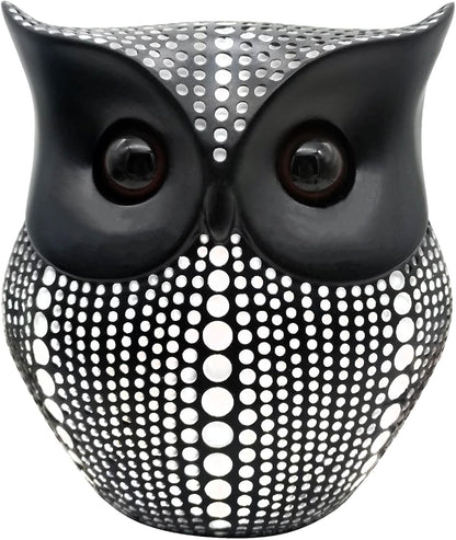 Resin Owl Statue Home Decor - Black Bird Sculpture, Small Accents for Bedroom, Office, Garden, Bookshelf, TV Stand