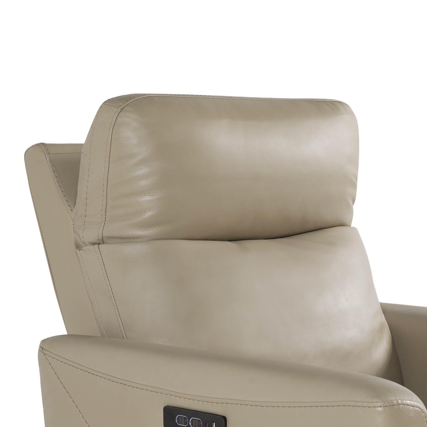 CHITA Genuine Leather Power Recliner Chair for Adults, Electric Wall Hugger Recliner for Small Spaces, Modern Living Room and RV Recliner Chair with Power Headrest & Charging Ports, Latte Tan