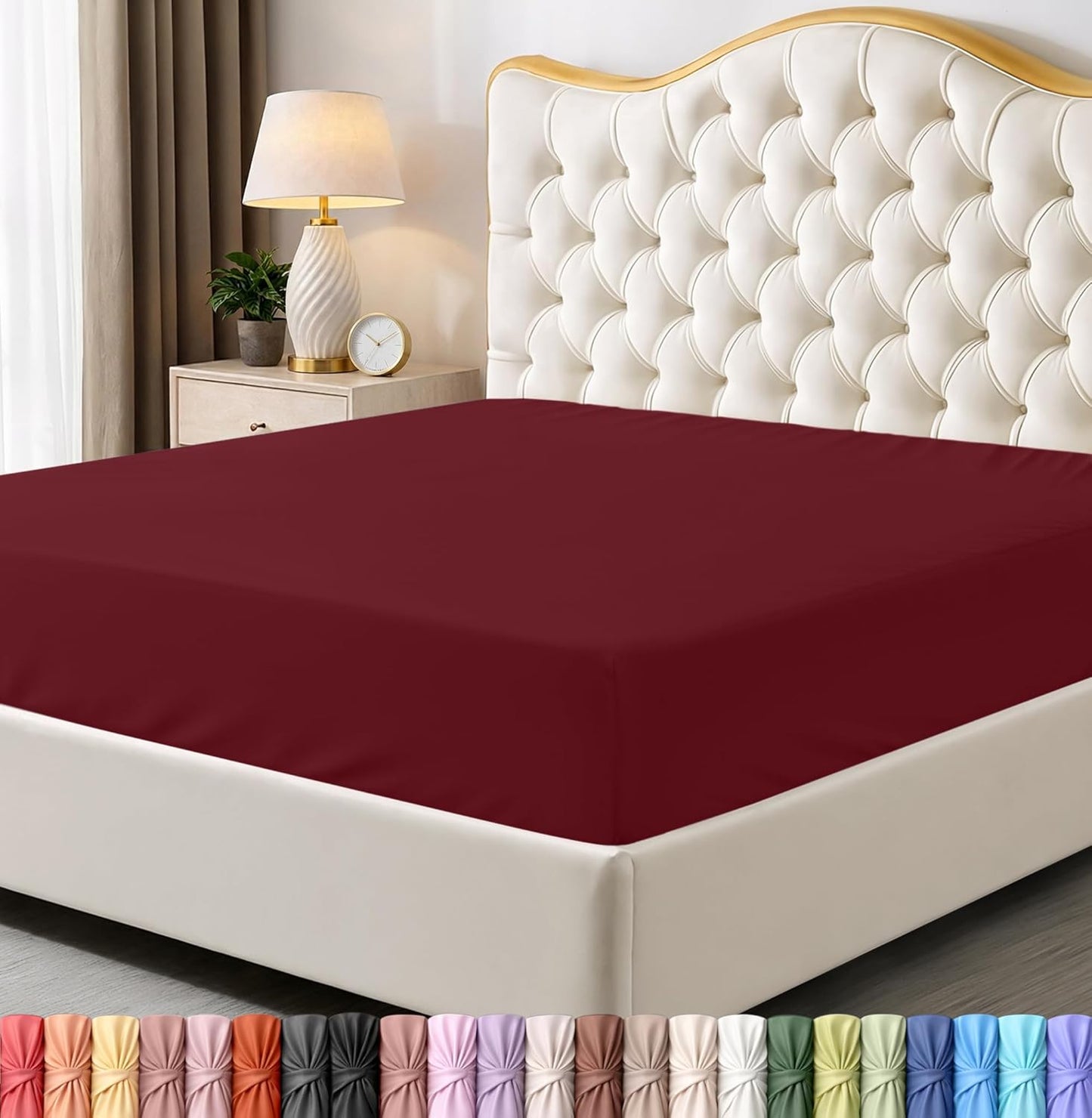 Utopia Bedding Queen Fitted Sheet - Deep Pocket Soft Microfiber - Fade Resistant & Easy Care | Red Burgundy
