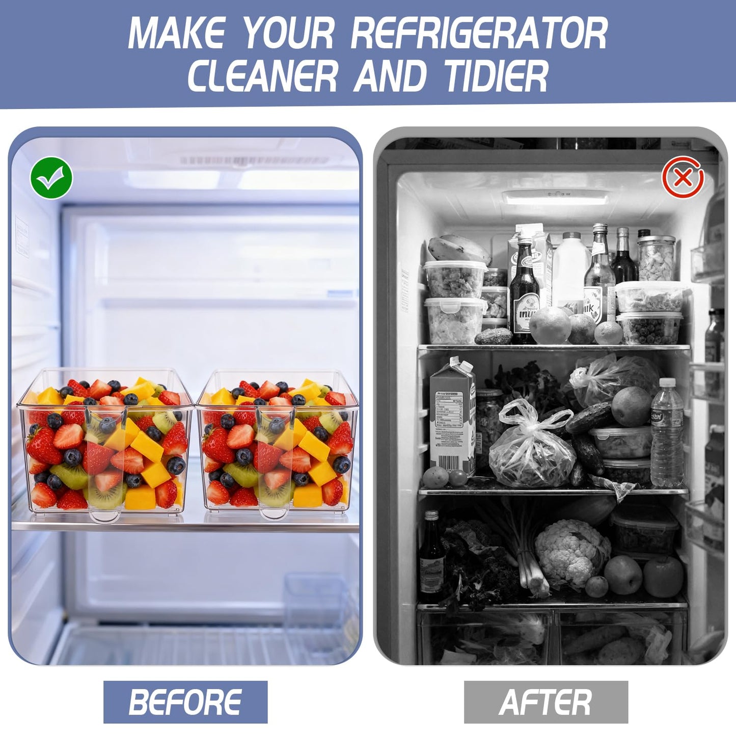 2 Set Ice Storage Bins for Freezer with Lid and Flexible Scoop, Transparent Plastic Ice Container with Pull-Out Handle Kitchen Food Storage Organizer for Home Office Fridge Kitchen