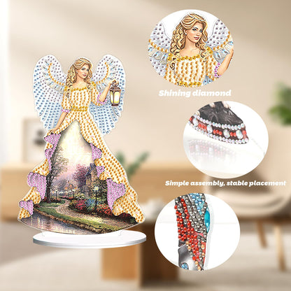 JZHYOAN Angel Diamond Art Desktop Ornaments Gem Painting Table Ornaments Gem Art for Adults Diamond Painting Desk Stand Crystal Arts Mosaic Kit DIY Desktop Kits with Special Shape