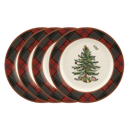 Spode – Christmas Tree – Christmas Tree Tartan Salad Plate - Set of 4